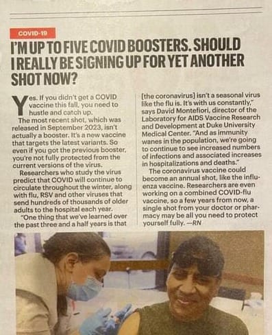 #AlexBerenson Via 'Unreported Truths' Substack Via #ZeroHedge: The AARP Just Told Its 38 Million Members To Get An 8th (Yes, Eighth!!) Shot Of mRNA